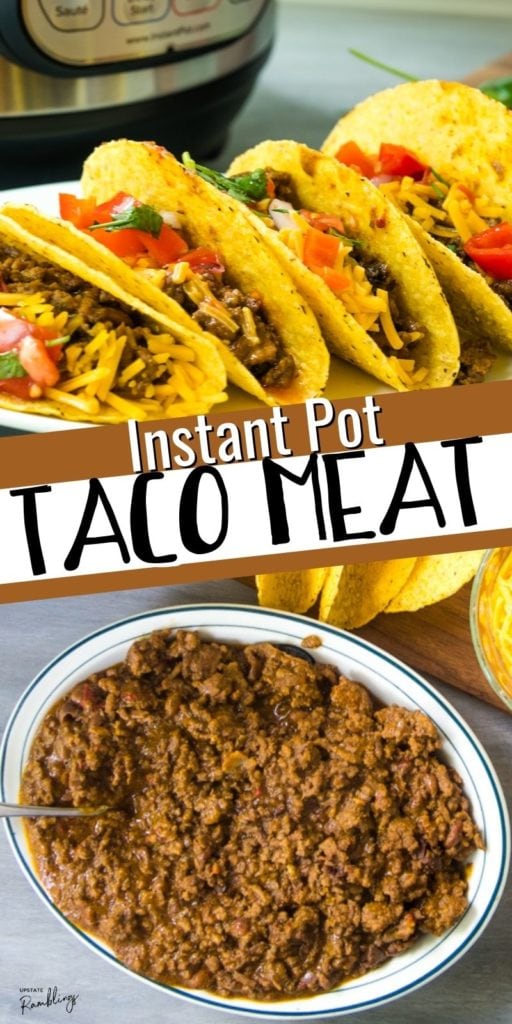 This easy Instant Pot taco meat recipe is the best way to make tacos even if you forgot to thaw the meat! This recipe is made from frozen ground beef combines with homemade taco seasoning for a easy family dinner on a busy weeknight.