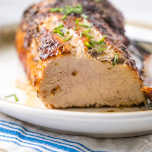 pork loin roast on a serving platter