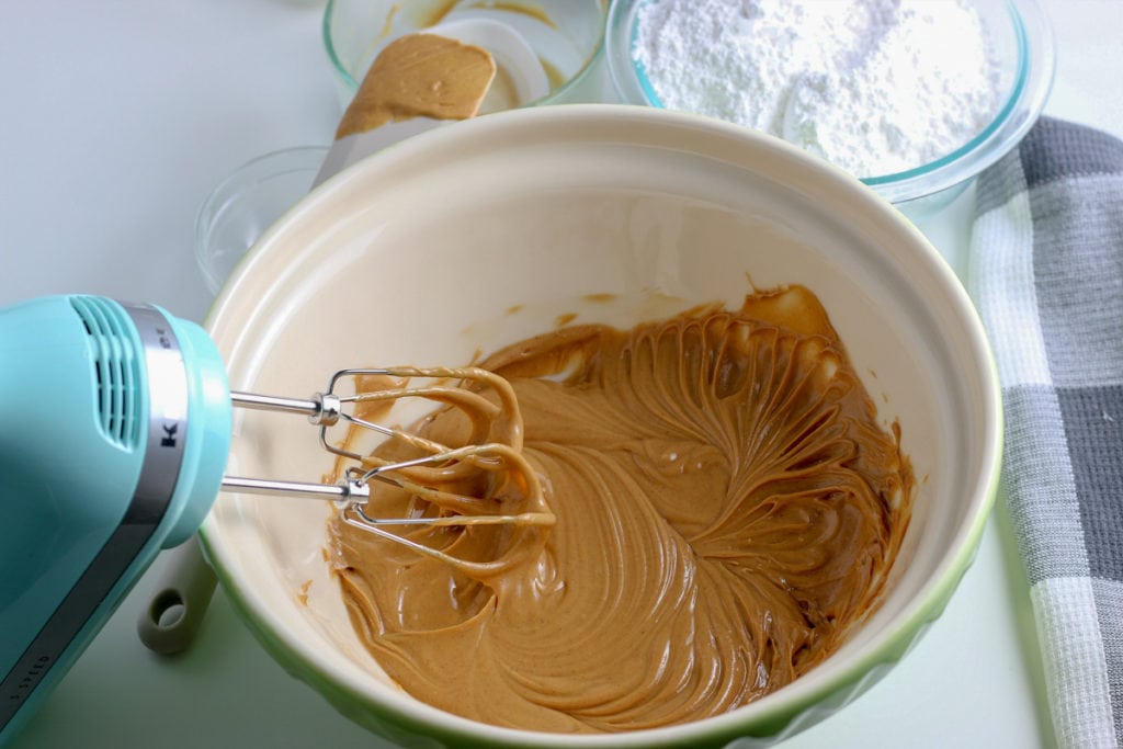 mixing the peanut butter