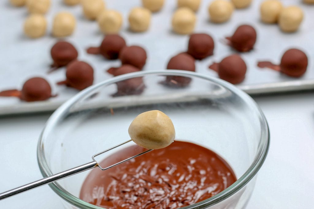 peanut butter ball before dipping