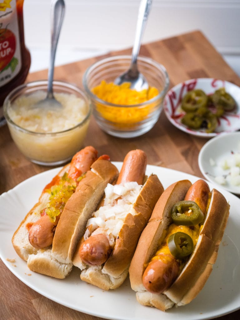 hot dogs with fixings