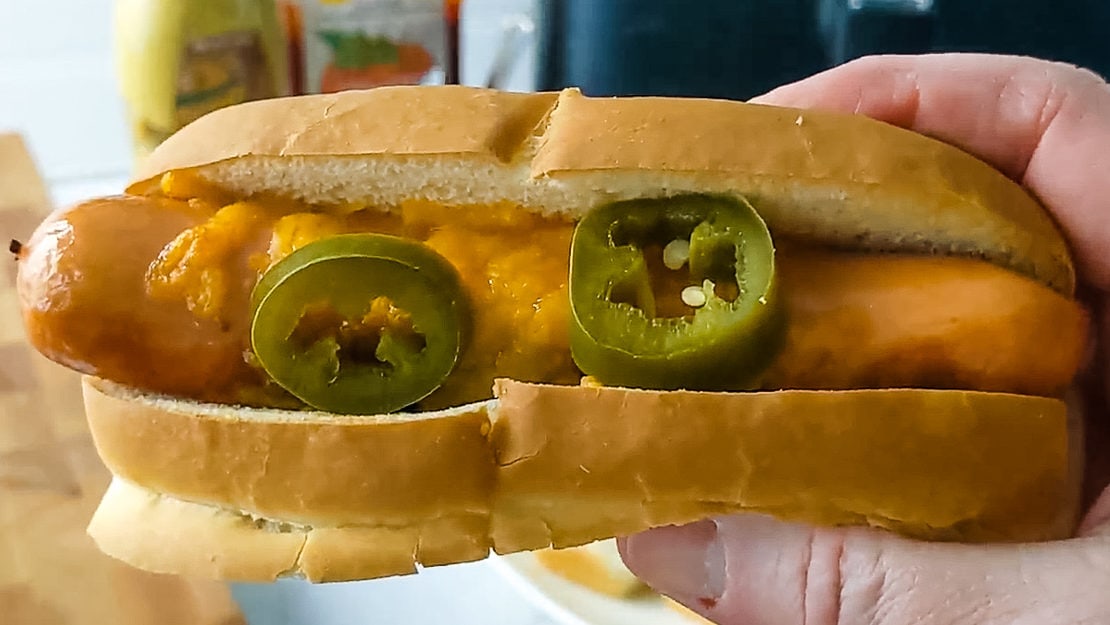 cheese hot dog with jalapenos
