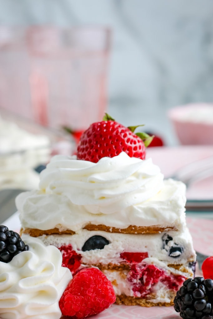traditional icebox cake with berries