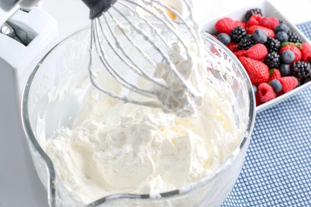 whipped cream in mixer bowl