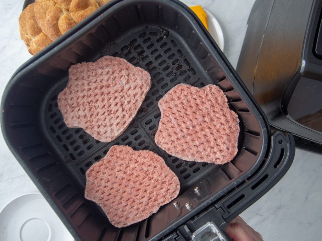 frozen burgers in air fryer basket