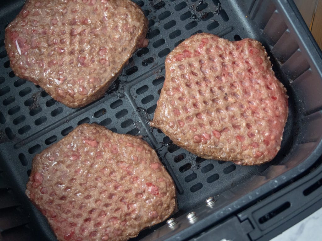 partially cooked burgers in air fryer