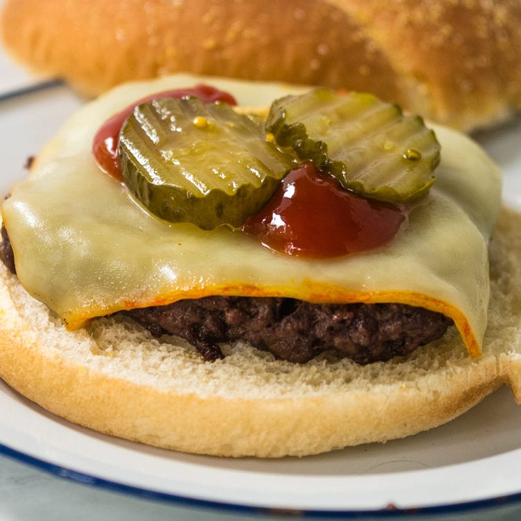 air fryer burger on a plate