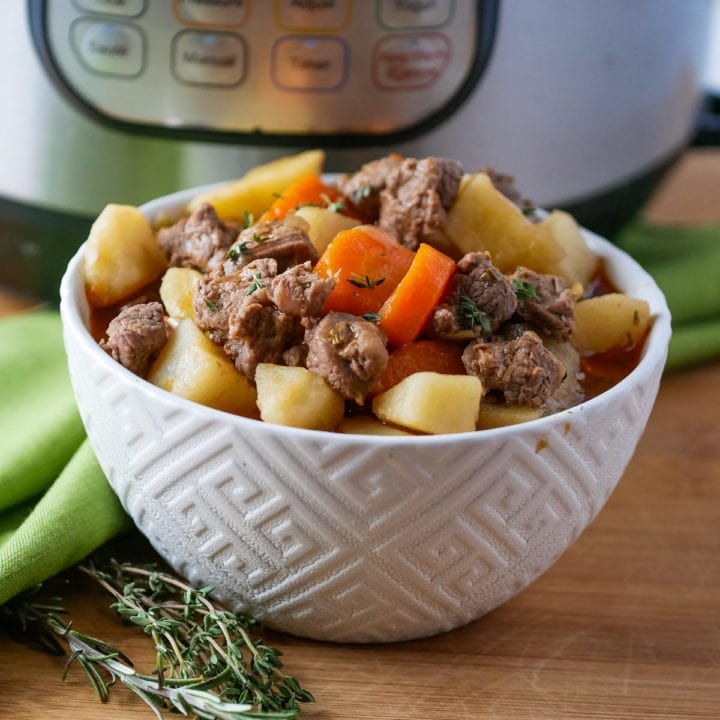 bowl of Instant Pot Lamb stew