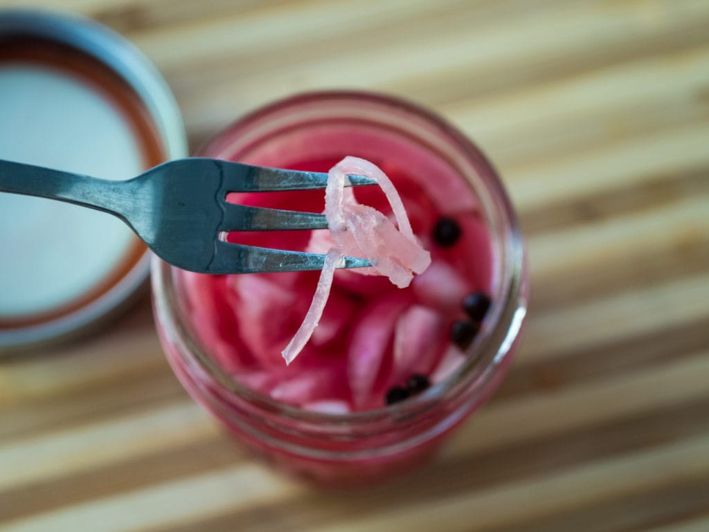 pickled red onion from a jar