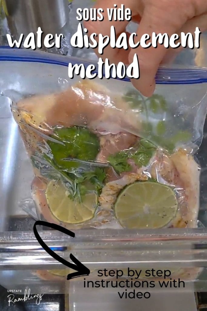 lowering the chicken into a sous vide