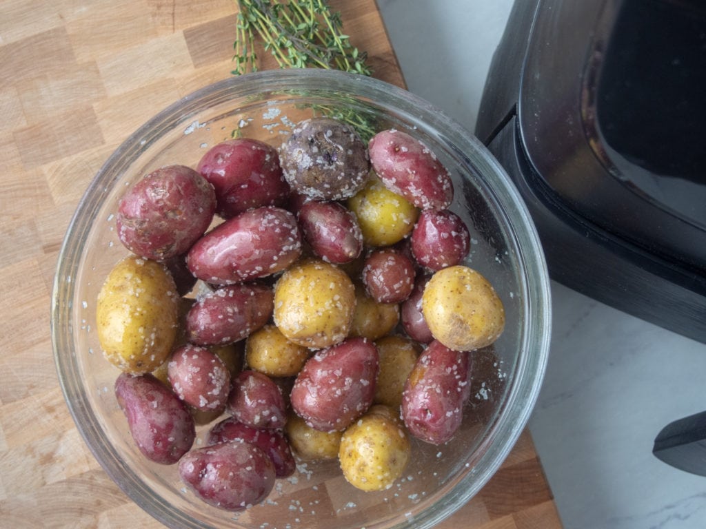 baby potatoes in a bowl before cooking
