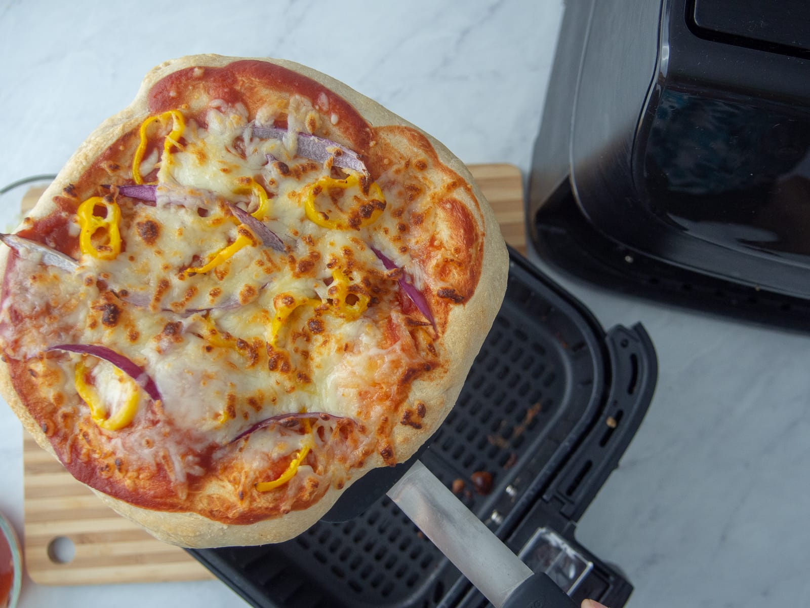Air Fryer Pizza Recipe with Pre-made Crust EASY 10 Min