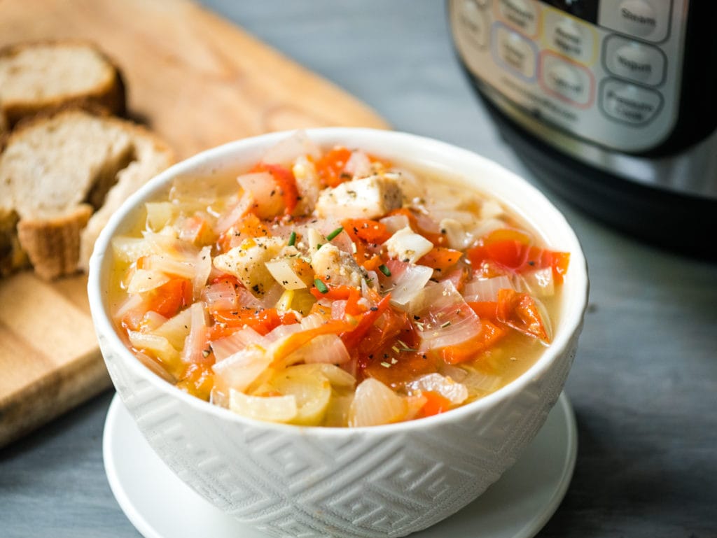 bowl of Instant Pot fish stew