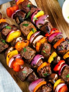top view of kabobs