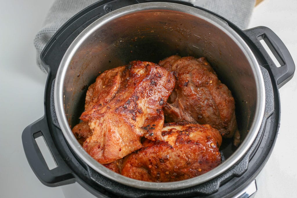 Pulled pork made in an instant pot.
