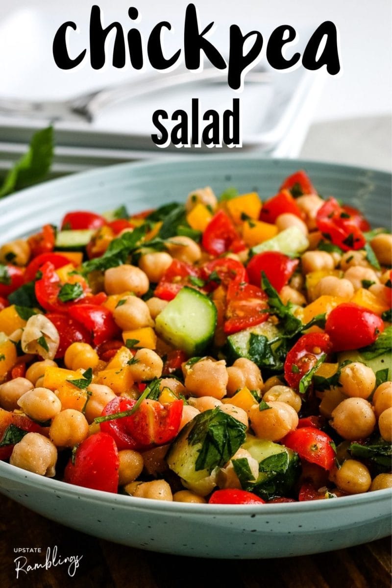 closeup of chickpea salad in a bowl