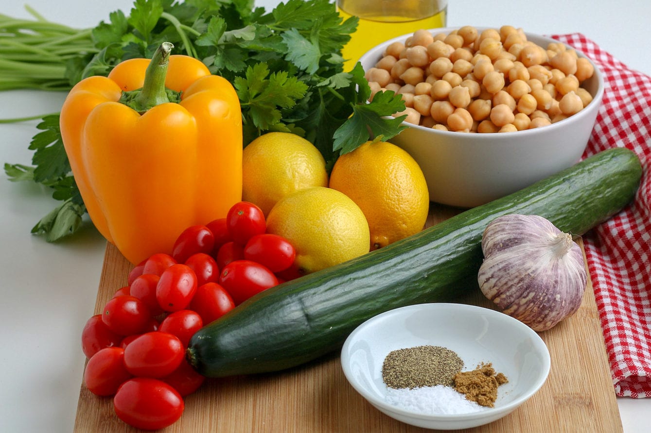 ingredients for chickpea salad