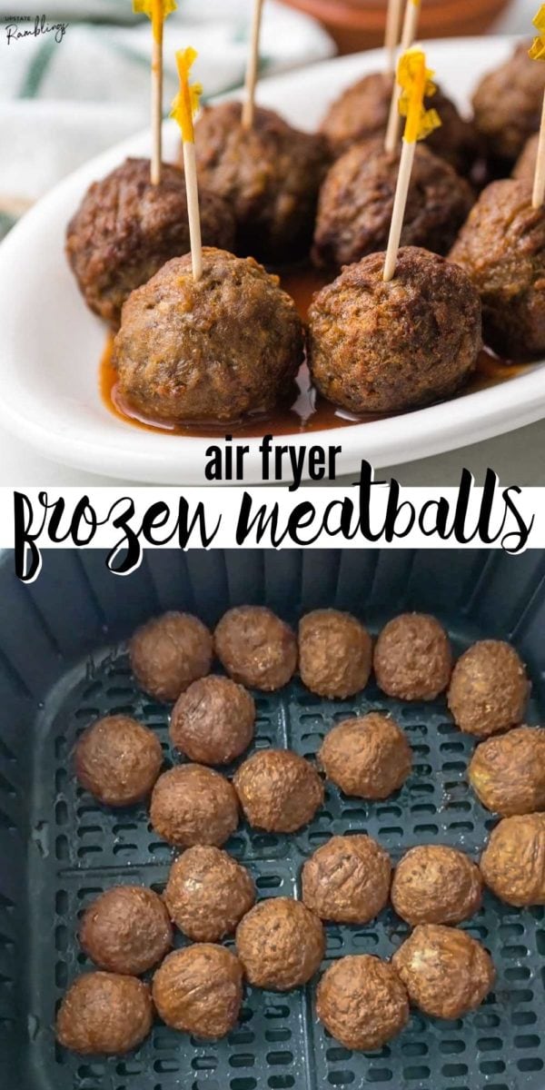 frozen meatballs in the air fryer pinterest collage