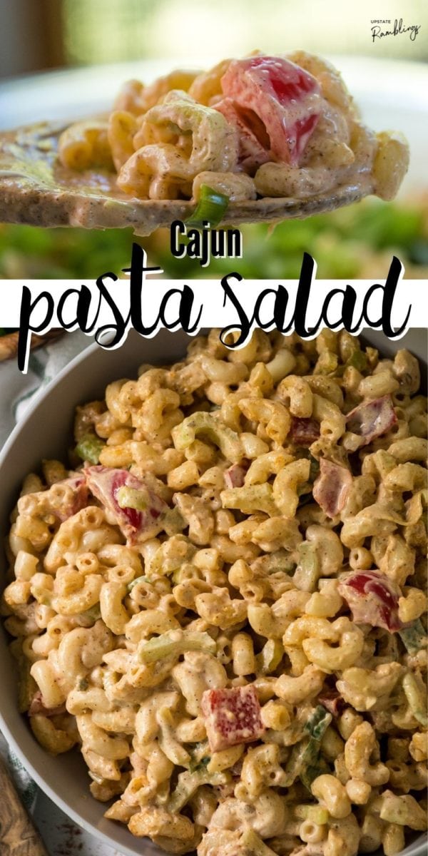 collage pin of cajun pasta salad for pinterest