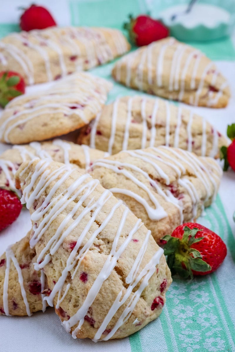 closeup of strawberry scones