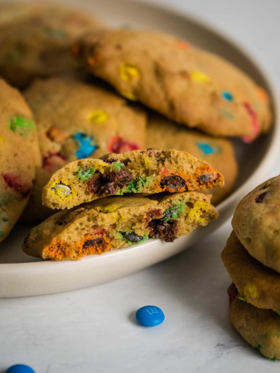 inside of an M&M cookies