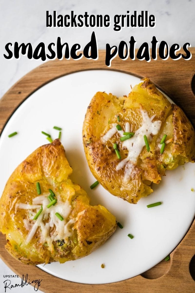 top view of smashed potatoes