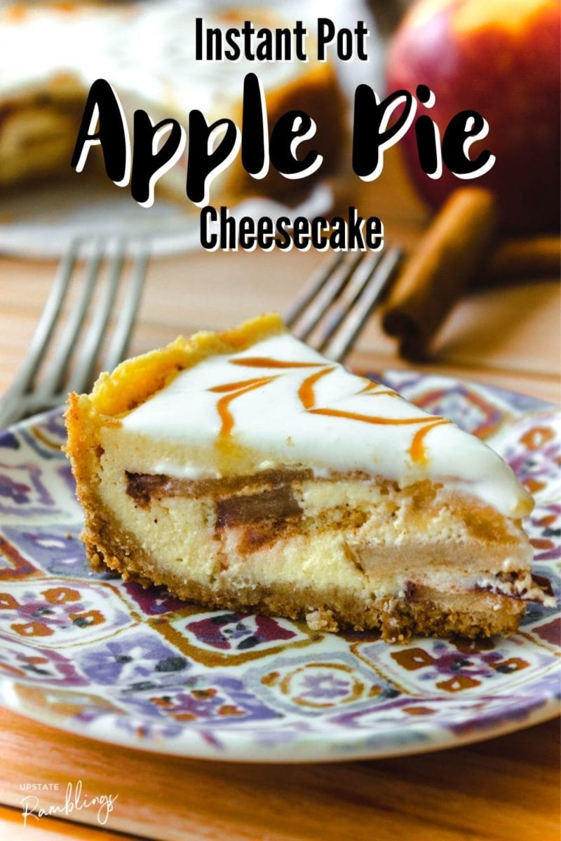 Instant Pot apple cheesecake on a plate