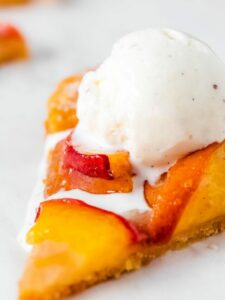 peach crostata with ice cream