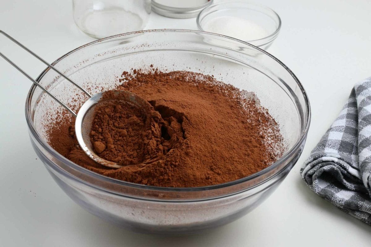 adding the cocoa powder