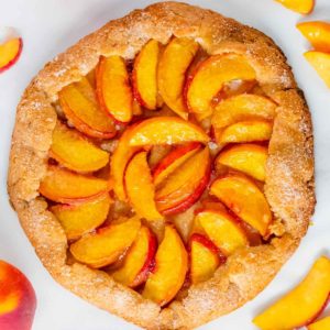top view of peach galette