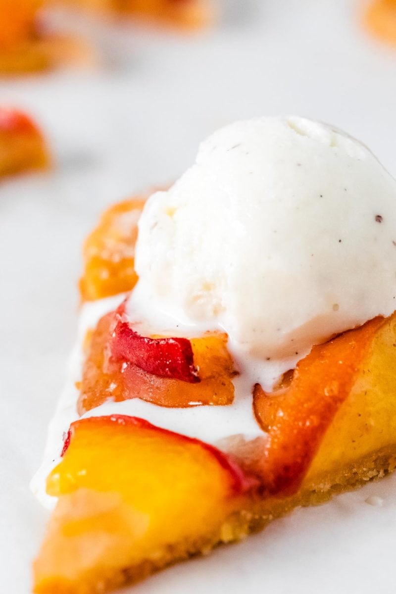 peach crostata with ice cream