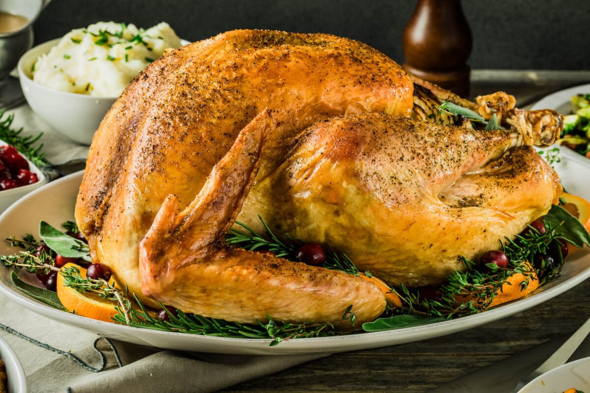 thanksgiving turkey on a platter.