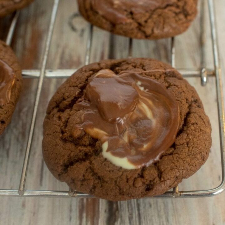 melted mint on chocolate cookie