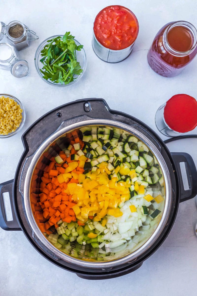 add the veggies to the Instant Pot