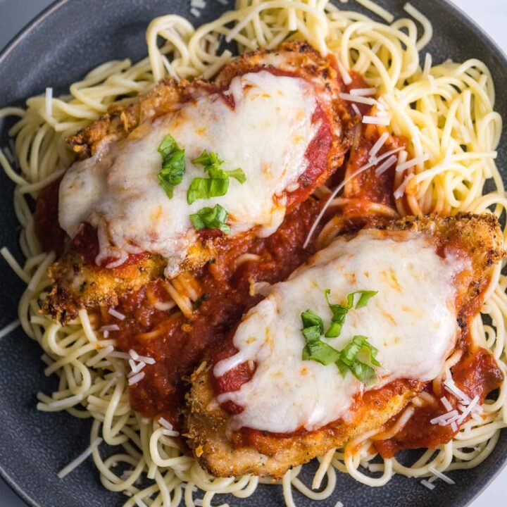 top view of chicken parmesan