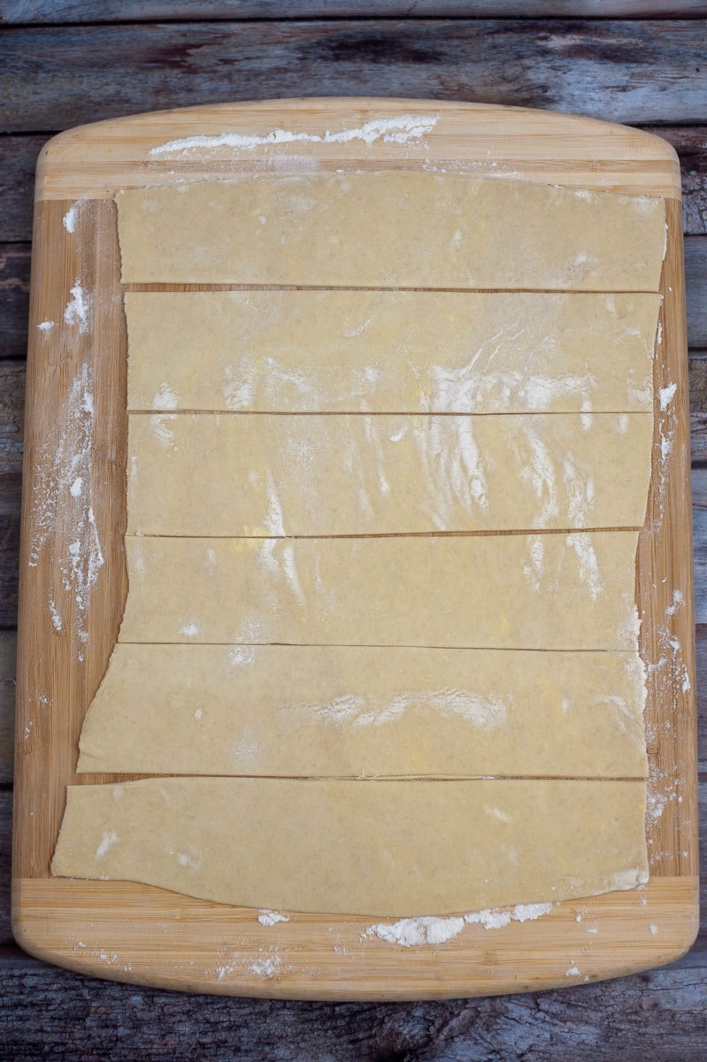 slicing the puff pastry