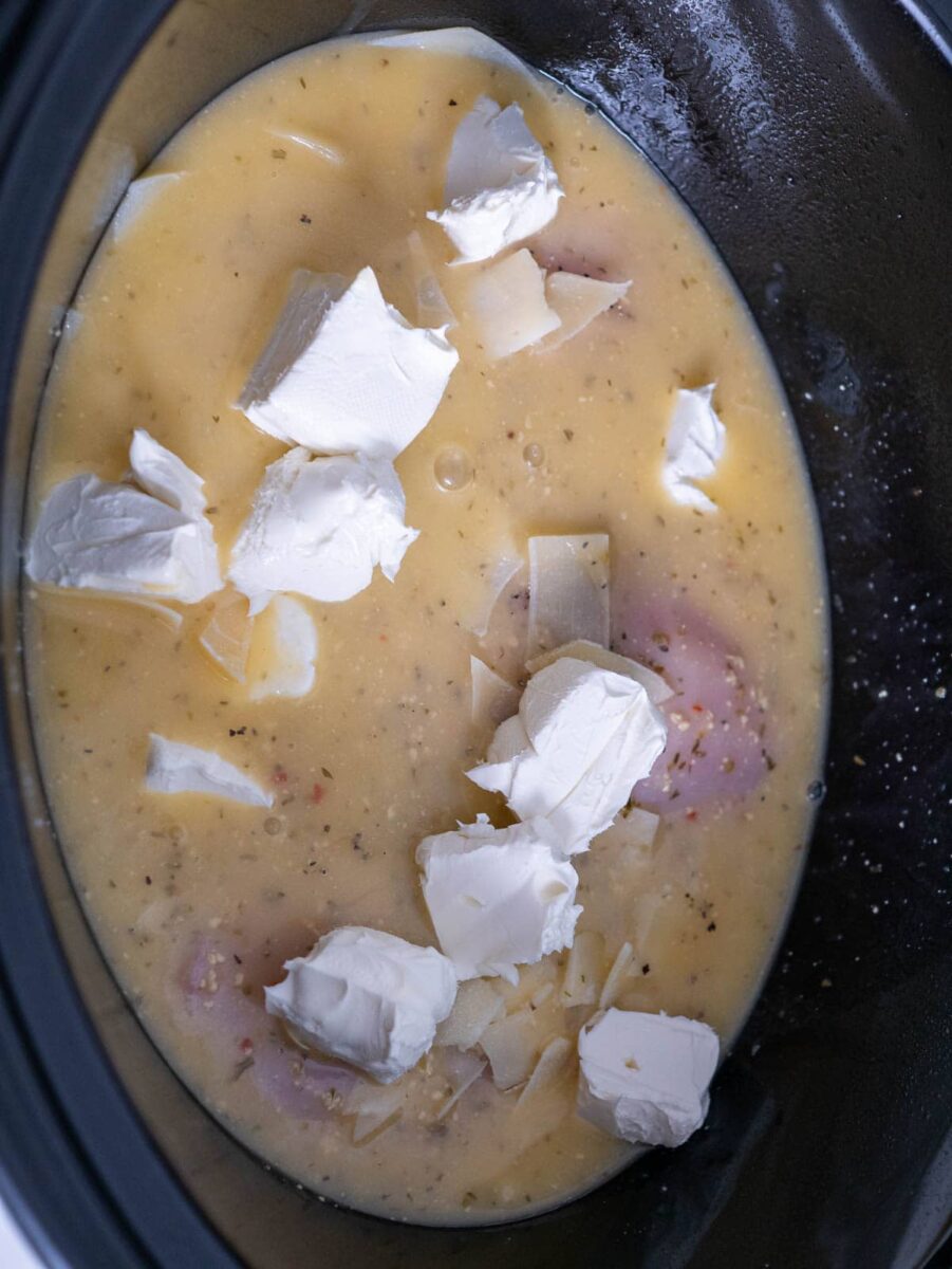 chicken in slow cooker after cooking