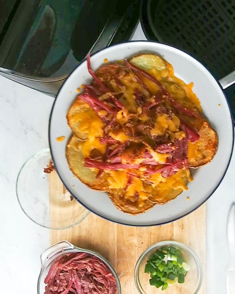 plate of nachos after air frying