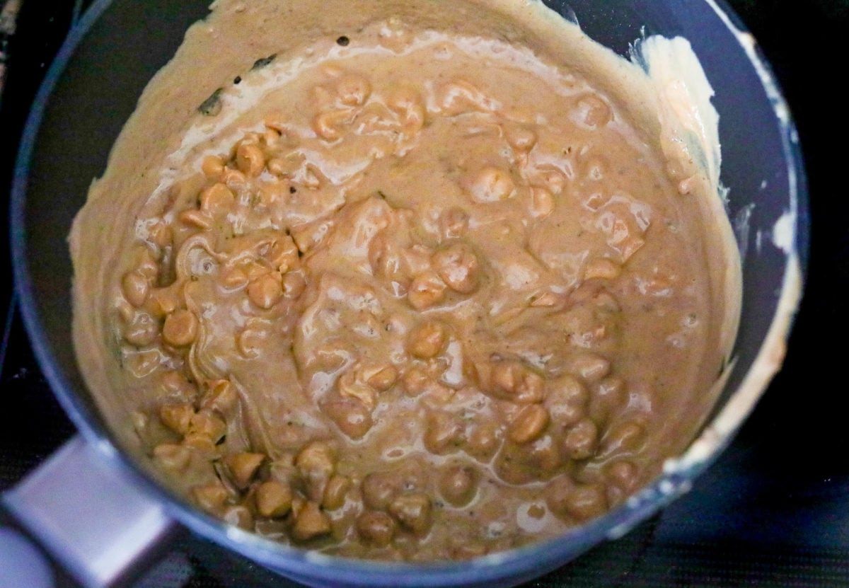melting the peanut butter and butterscotch chips