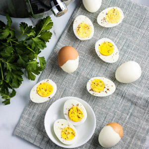 top view of boiled eggs with Instant Pot