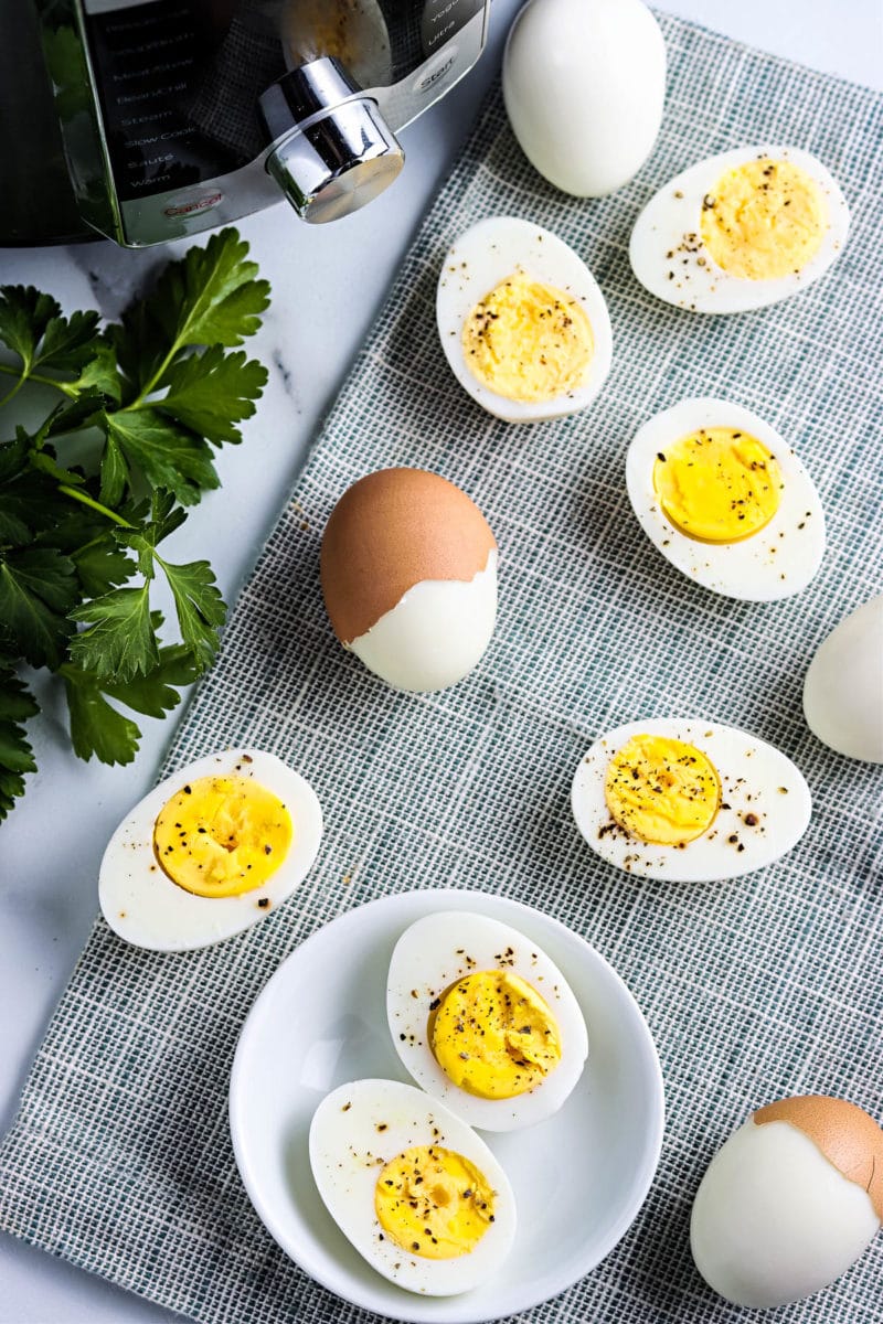 top view of Instant Pot hard boiled eggs