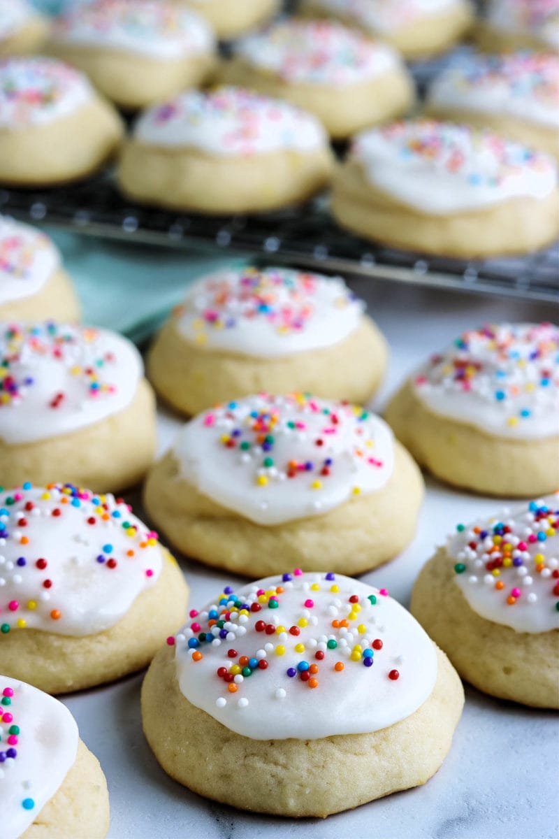 ricotta cookies with icing and sprinkles
