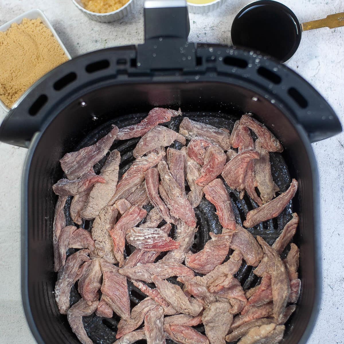 flank steak in air fryer basket