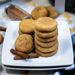 top view of snickerdoodle cookies cooked in air fryer