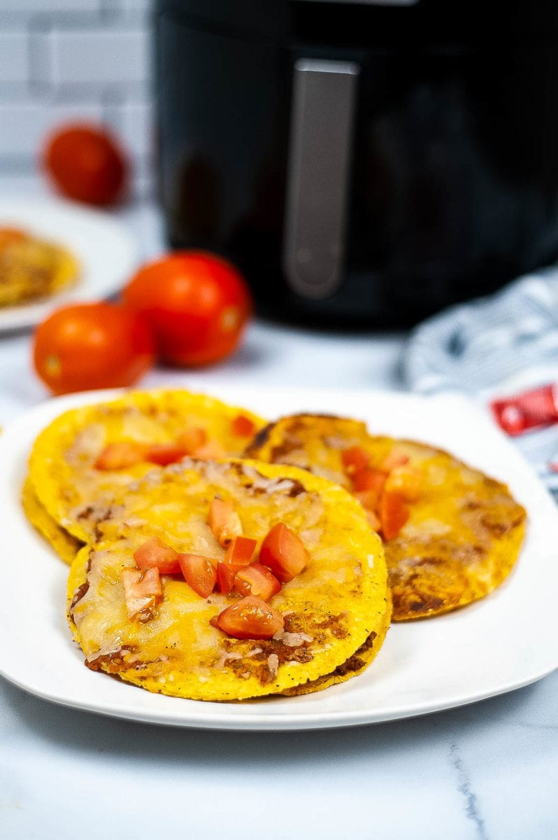 Air fryer Mexican Pizza on a plate
