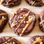 chocolate caramel cookies with toffee bits
