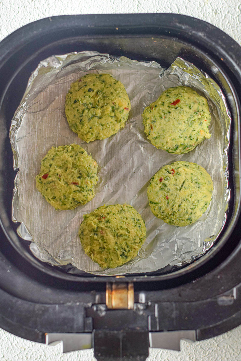 zucchini fritters before air frying