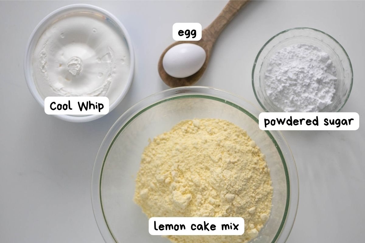 labeled ingredients for cool whip cookies