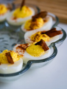bacon ranch deviled eggs with paprika