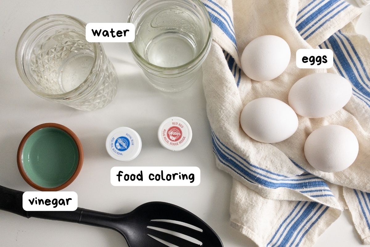 ingredients for making colorful deviled eggs